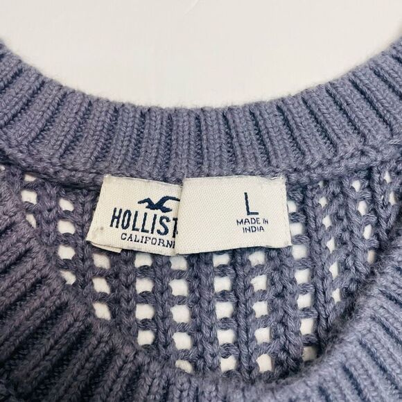 Hollister High-neck Crochet-style Sweater Tank Gray Blue Size Large - Picture 6 of 10